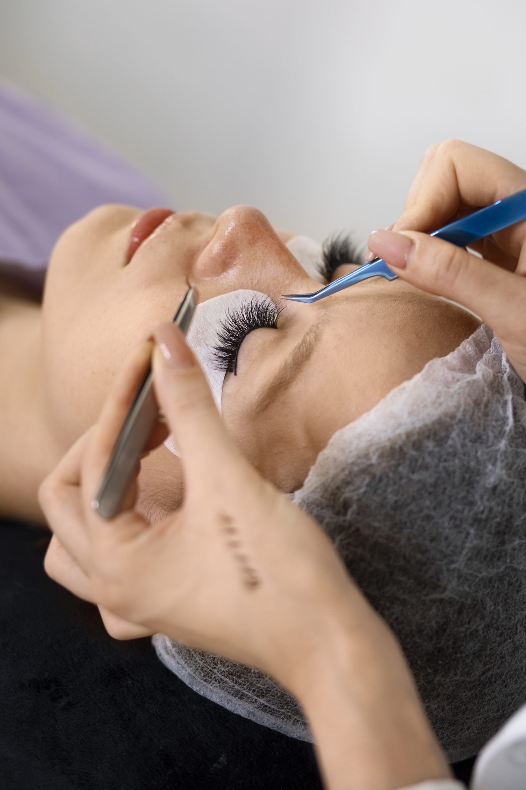 Professional eyelash extension treatment